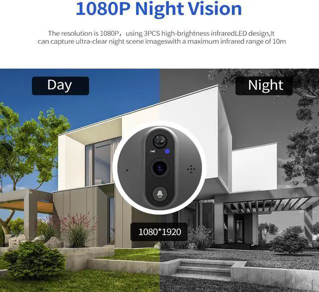 Alt view image 2 of 7 - 1080P 2MP Smart Eye wifi Video Doorbell 4.3" monitor Wide angle 167° Support APP Night Vision Chime Video Recording PIR Motion detection App alarm push digital doorbell with 5000mah battery C85