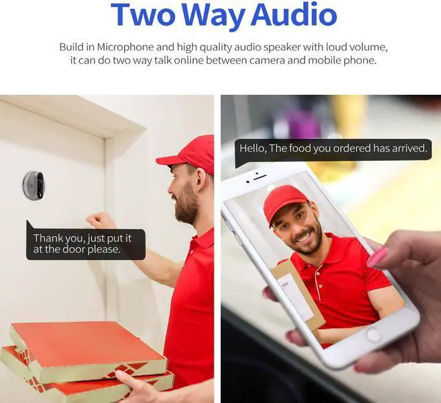 Alt view image 3 of 7 - 1080P 2MP Smart Eye wifi Video Doorbell 4.3" monitor Wide angle 167° Support App alarm push Night Vision Chime Video Recording PIR Motion detection digital doorbell with 5000mah battery