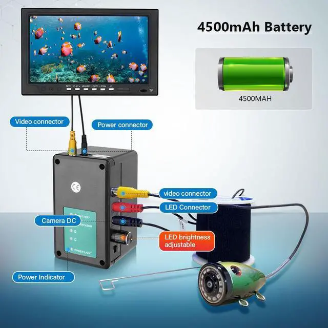 Alt view image 5 of 7 - VisiPower 10" Screen DVR Video Recoding HD 2MP Fish Finder Underwater Fishing Camera 12pcs Infrared LED  For Ocean/Ice/Lake fishing /snorkeling Viewing180° 16GB Battery IP68 Cable Length15m/49ft