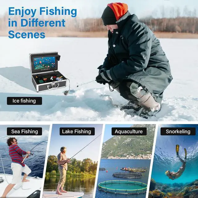 Alt view image 6 of 7 - VisiPower 10" Screen DVR Video Recoding HD 2MP Fish Finder Underwater Fishing Camera 12pcs Infrared LED  For Ocean/Ice/Lake fishing /snorkeling Viewing180° 16GB Battery IP68 Cable Length15m/49ft