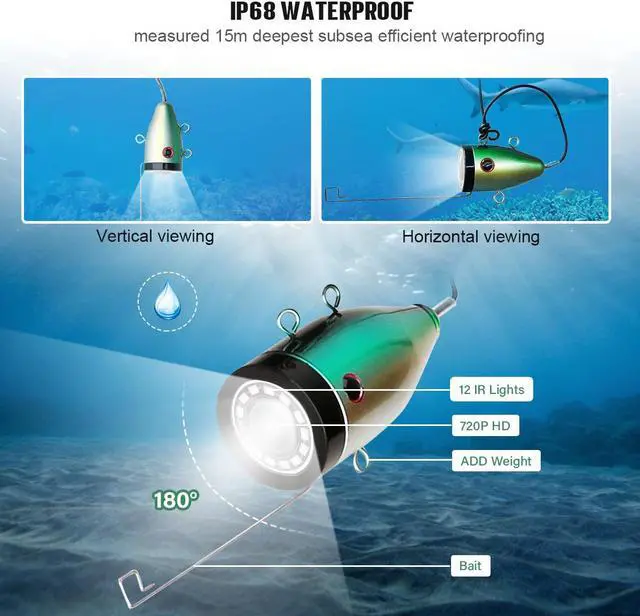 Alt view image 3 of 7 - VisiPower 10" Screen DVR Video Recoding HD 2MP Fish Finder Underwater Fishing Camera 12pcs Infrared LED  For Ocean/Ice/Lake fishing /snorkeling Viewing180° 16GB Battery IP68 Cable Length15m/49ft