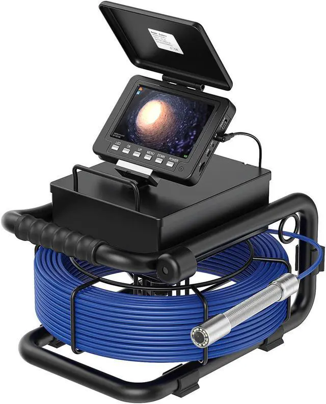 Alt view image 5 of 7 - VisiPower 5" DVR Video Recording Screen Sewer Pipe Drain Pipeline Inspection 2MP Camera, 12PCS LED Lights for home Blocked draining plumbing endoscope draining IP68 Endoscope Cable length 20m/65ft