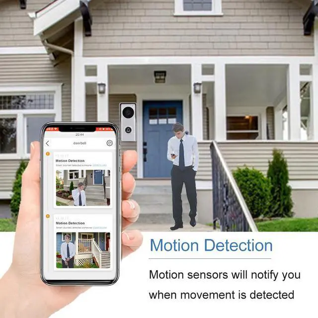 Alt view image 5 of 7 - visiPower 7" Screen 2MP HD Wired WiFi Video Doorbell Intercom System, Remote Phone Tuya APP Control, Support Phone unlock Video Recording 2-Way Audio Motion Detection Camera, 1 doorbell + 3 monitor
