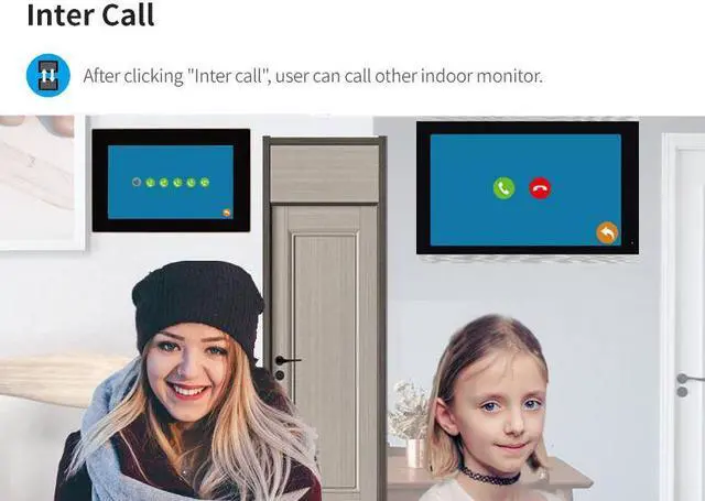 Alt view image 5 of 7 - visiPower 7" Screen 1080P 2MP HD Wired WiFi Video Doorbell Intercom System, Remote Phone Tuya APP Control, Phone unlock Video Recording 2-Way Audio Motion Detection Camera, 2 doorbell + 3 monitor