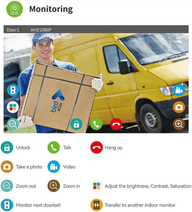 Alt view image 6 of 7 - 10" Screen 1080P 2MP HD Wired WiFi Video Doorbell Intercom System, Remote Phone Tuya APP Control, Support Phone unlock Video Recording 2-Way Audio Motion Detection IR Camerar 1 doorbell + 3 monitor,