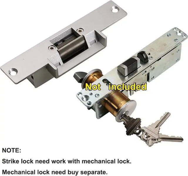 Alt view image 4 of 7 - Electric Door Strike Lock for Door Access Control System, Cylindrical/Mechanical Locksets, Fail-Secure/Fail-Safe Adjustable,(Input Voltage 12VDC),
