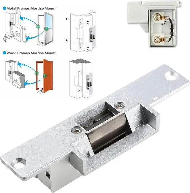 Alt view image 2 of 7 - Electric Door Strike Lock for Door Access Control System, Cylindrical/Mechanical Locksets, Fail-Secure/Fail-Safe Adjustable,(Input Voltage 12VDC),