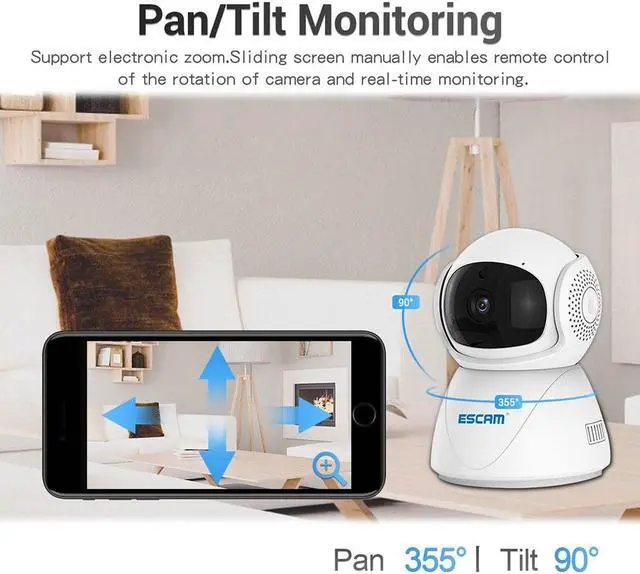 Alt view image 3 of 7 - 2MP 2.4G / 5G WIFI HD PT Smart Home Indoor Surveillance IP Camera Pan 355° Tilt 90° Humanoid Motion Detection Auto Tracking Alarm Night Vision 2-Way Audio App Push Alarm wifi Security Camera