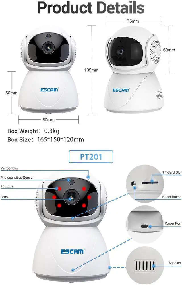 Alt view image 7 of 7 - 2MP 2.4G / 5G WIFI HD PT Smart Home Indoor Surveillance IP Camera Pan 355° Tilt 90° Humanoid Motion Detection Auto Tracking Alarm Night Vision 2-Way Audio App Push Alarm wifi Security Camera