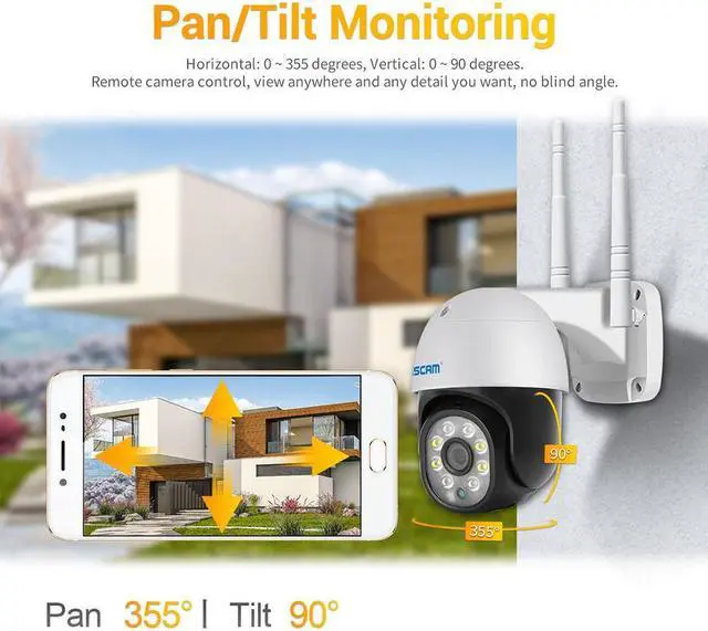 Alt view image 2 of 7 - 2MP WIFI HD PTZ Smart Home Dual Light Outdoor Surveillance IP Camera Pan 355° Tilt 90° AI Humanoid Motion Detection Alarm Full Color Night Vision 2-Way Audio App Push Sound Alarm Security wifi Camera