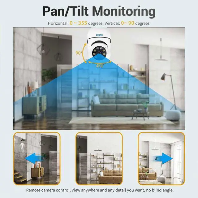 Alt view image 4 of 7 - 2MP Light Bulb Wireless WiFi IP Indoor Camera Smart Home Screw E27 Light Bulb Socket Spotlight Full Color Night Vision 2-Way Audio Motion Detection Alarm Pan 355° Tilt 90° Lightbulb Security Camera