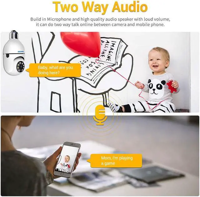 Alt view image 3 of 7 - 2MP Light Bulb Wireless WiFi IP Indoor Camera Smart Home Screw E27 Light Bulb Socket Spotlight Full Color Night Vision 2-Way Audio Motion Detection Alarm Pan 355° Tilt 90° Lightbulb Security Camera