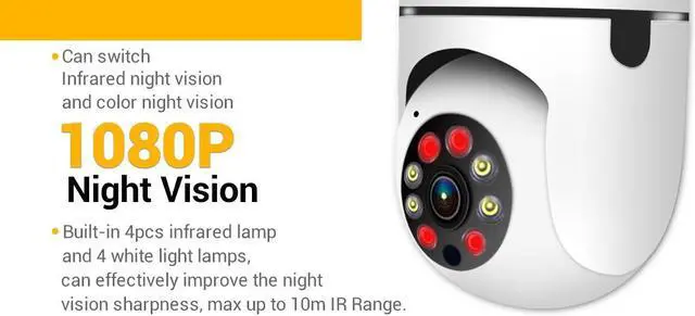 Alt view image 7 of 7 - 2MP Light Bulb Wireless WiFi IP Indoor Camera Smart Home Screw E27 Light Bulb Socket Spotlight Full Color Night Vision 2-Way Audio Motion Detection Alarm Pan 355° Tilt 90° Lightbulb Security Camera