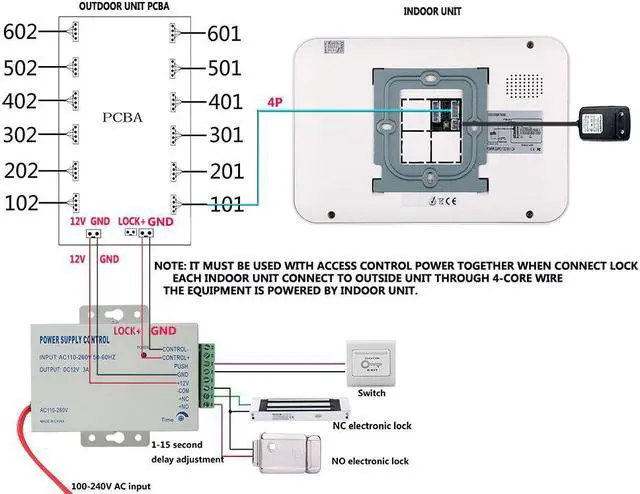 Alt view image 4 of 7 - 3 Units Apartment Video Intercom System, 7 Inch Monitor Screen Wired Video Multi-family Doorbell Door Phone Kits, Indoor Outdoor IR Camera, Monitoring, Unlock, 2 Way Intercom,1 doorbell + 4 monitor