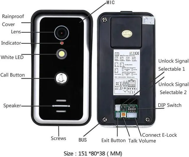 Alt view image 6 of 7 - 7 Inch LCD display 2-Wire 2pin Wire Video Door Phone Intercom Home doorbell Systems + Power Supply Controller + NO Electronic Door Lock + EXIT Switch for home Doorbell, 1 doorbell + 2 monitor