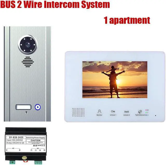 Main image of 7inch TFT LCD Indoor Screen Monitor 2pin Wired Video Door Phone Visual Intercom systems Doorbell Kit for Villa Outdoor Station home 1 Units Apartment Night Vision Door Bell, 1 Doorbell + 1 Monitor