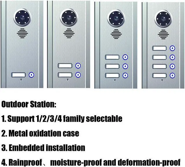 Alt view image 5 of 7 - 7inch TFT LCD Indoor Screen Monitor 2pin Wired Video Door Phone Visual Intercom Systems Doorbell Kit for Villa home 1 Units Apartment Door Bell + Elec NO Lock + Exit Switch,  1 doorbell + 4 monitor