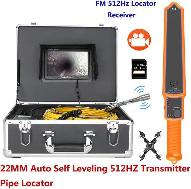 Main image of 7" Monitor  DVR  Sewer Pipe Inspection Video Camera with Auto Self Leveling 512HZ  Pipe Locator  22MM IP68 HD 1000TVL Camera 12PCS LED Lights Cable Length 30M