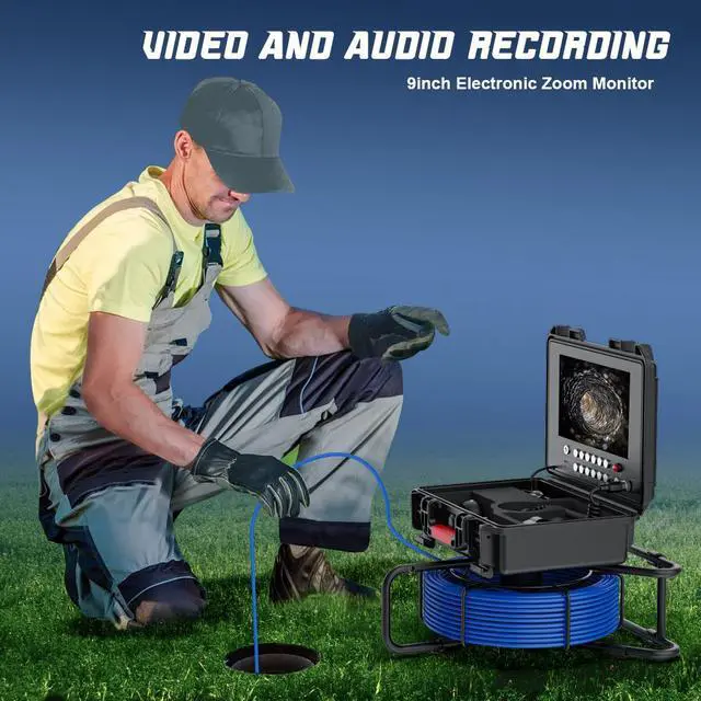 Alt view image 12 of 14 - VisiPower 9in Ultra HD Wireless WiFi/DVR Distance Counter Sewer Pipe Inspection17mm Video Camera Drain Industrial Endoscope Cable Length 50m/164ft Camera