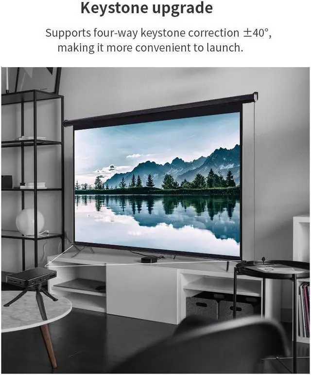 Alt view image 4 of 14 - Mini Portable Pocket Smart DLP Projector, Android 9.0 System with WIFI and Bluetooth, 3D Movie Projector with Tripod & Bag, Support 4K 1080P HDMI WiFi 2.4G/5G USB LED Home Theater RAM 2G ROM 32GB