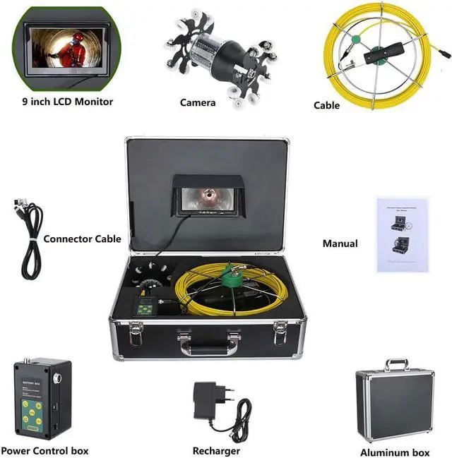 Alt view image 7 of 7 - Wifi Sewer Drain Pipe Pipeline Inspection Industrial Endoscope 360° Rotating Camera 9" Screen + battery home Blocked draining plumbing Industrial Endoscope Waterproof IP68, Cable length 30m/98ft