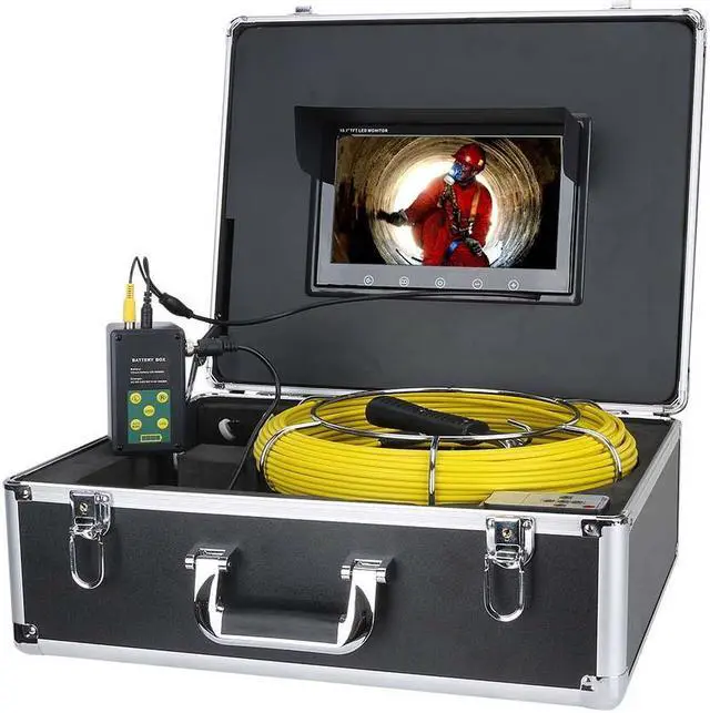 Alt view image 3 of 7 - Sewer Drain Pipe Pipeline Inspection Industrial Endoscope 360° Rotating Camera 10" Screen + battery home Blocked draining plumbing Industrial Endoscope Waterproof IP68, Cable length 30m/98ft