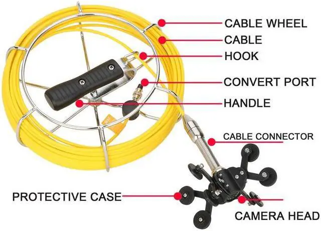 Alt view image 3 of 7 - VisiPower Sewer Pipe Drain Pipe Pipeline Inspection Camera Industrial Endoscope System 9" display, Waterproof IP68 12PCS LED Lights for home Blocked draining plumbing Cable Length 20m/65ft