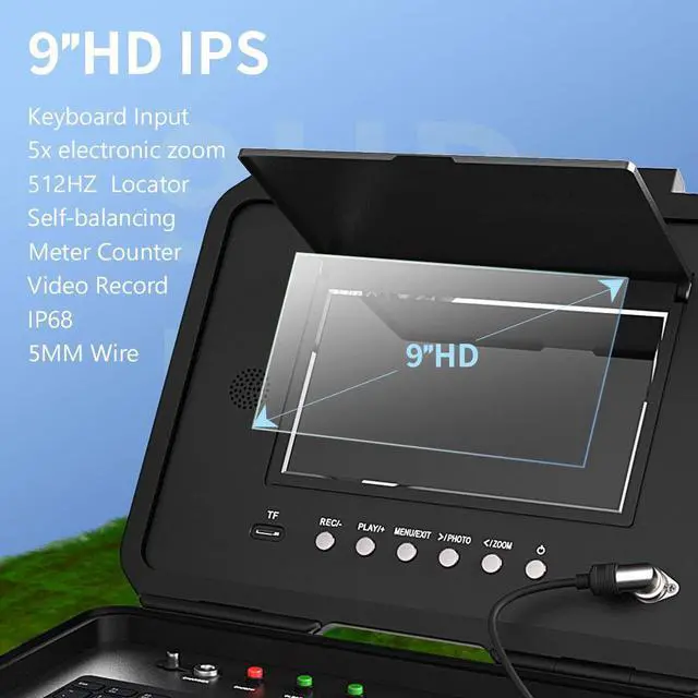 Alt view image 10 of 14 - Industrial Plumbing Tools & Equipment/Sewer Pipe Inspection Camera/9Inch IPS 1080P Screen and Self-Leveling/512HZ Locator Video+Audio Recording 5X Image Enlarge+Meter Counter 8 hours continuous use