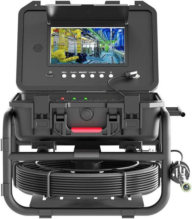 Alt view image 3 of 7 - 8 hours continuous work Industrial Plumbing Tools Sewer Pipe Inspection Camera 9Inch IPS 1080P Screen and  512HZ Locator Video+Audio Recording 5X Image Enlarge+Meter Counter +7MM Fiberglass Cable 20m