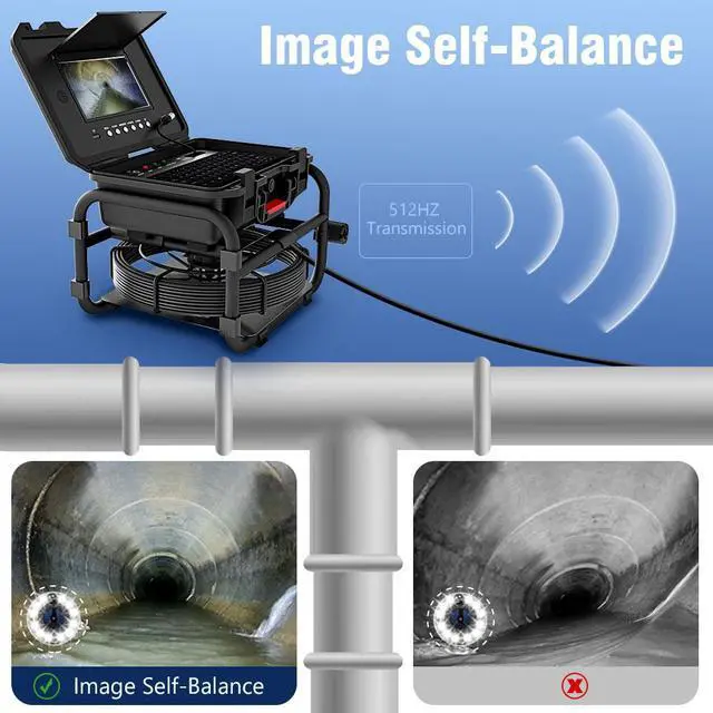 Alt view image 6 of 7 - 8 hours continuous work Industrial Plumbing Tools Sewer Pipe Inspection Camera 9Inch IPS 1080P Screen and  512HZ Locator Video+Audio Recording 5X Image Enlarge+Meter Counter +7MM Fiberglass Cable 20m