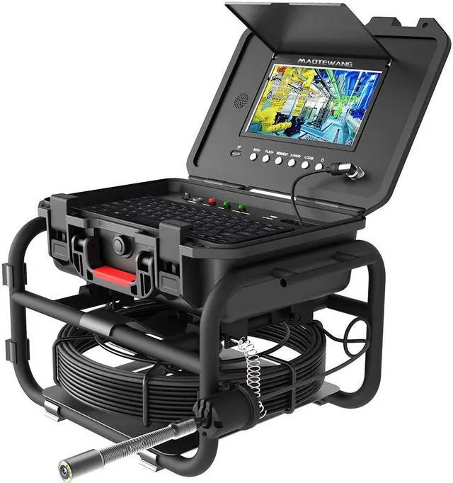 Alt view image 3 of 7 - VisiPower Sewer Pipe Inspection Camera 9Inch IPS 1080P Screen and Self-Leveling 512HZ Locator Video+Audio Recording 5X Image Enlarge+Meter Counter 8 hours continuous use Cable Length 20m/65ft