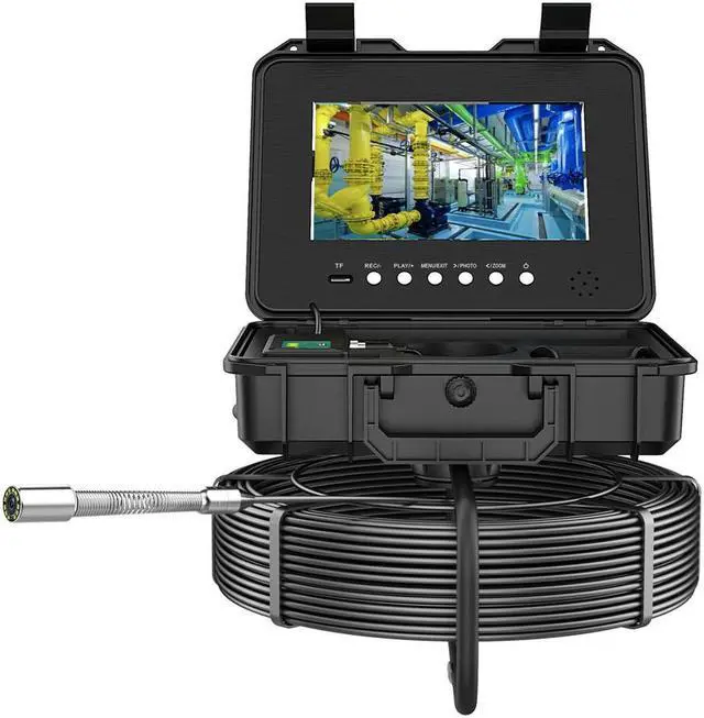 Alt view image 2 of 7 - VisiPower 10" AHD 2MP Display Screen Pipe Sewer Drain Inspection Video Camera Video Recording Meter Counter Keyboard 5X Image Zoom 512HZ Locator Industrial Endoscope 7mm Cable Length 20m/65ft Camera