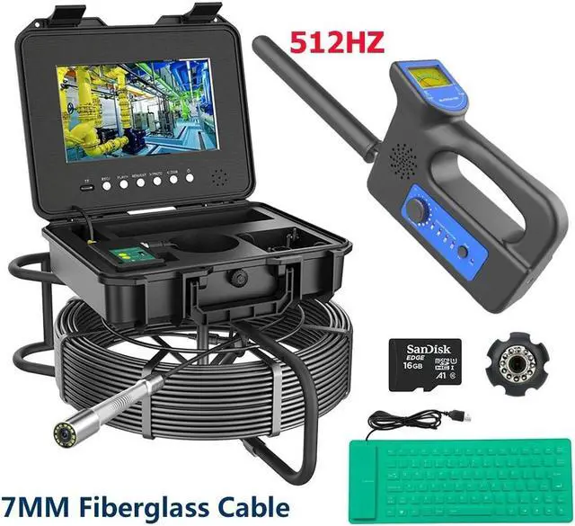 Main image of VisiPower 10" AHD 2MP Display Screen Pipe Sewer Drain Inspection Video Camera Video Recording Meter Counter Keyboard 5X Image Zoom 512HZ Locator Industrial Endoscope 7mm Cable Length 20m/65ft Camera