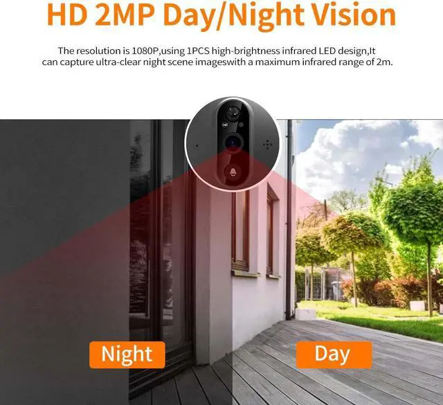 Alt view image 2 of 7 - VisiPower 2MP 1080P Smart digital door viewer WIFI Doorbell 4.3 inch screen Support TUYA APP Wide Angle PIR motion detection with Night Vision filming with Sound Video Doorbell Camera