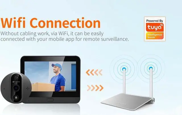Alt view image 4 of 7 - VisiPower 2MP 1080P Smart digital door viewer WIFI Doorbell 4.3 inch screen Support TUYA APP Wide Angle PIR motion detection with Night Vision filming with Sound Video Doorbell Camera