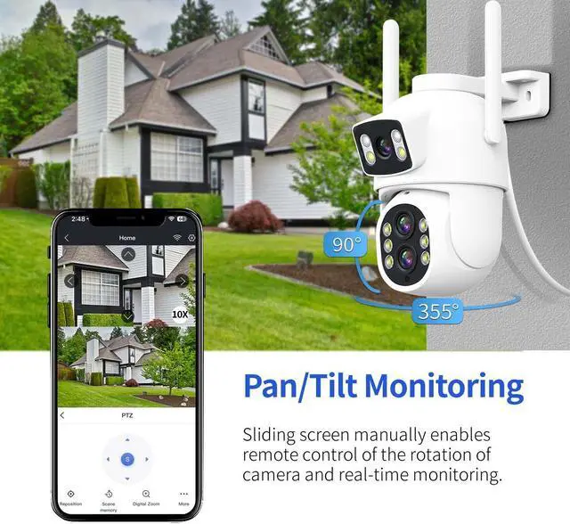 Alt view image 3 of 7 - VisiPower ESCAM QF500 5+5MP Binocular WiFi IP Camera  Dual lens Dual perspectives Pan/Tilt/Zoom ZOOMx10 humanoid detection Cloud Storage Waterproof outdoor Two Way Audio Night Vision Security Camera
