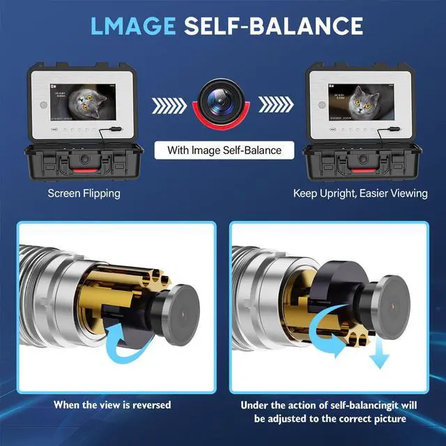 Alt view image 4 of 7 - VisiPower 10" Screen Pipe Sewer Drain Inspection 2MP Camera with Video Recording Meter Counter Keyboard Auto Self Leveling Industrial Endoscope Borescope 7mm,512HZ Locator Optional, Cable 30m/98ft
