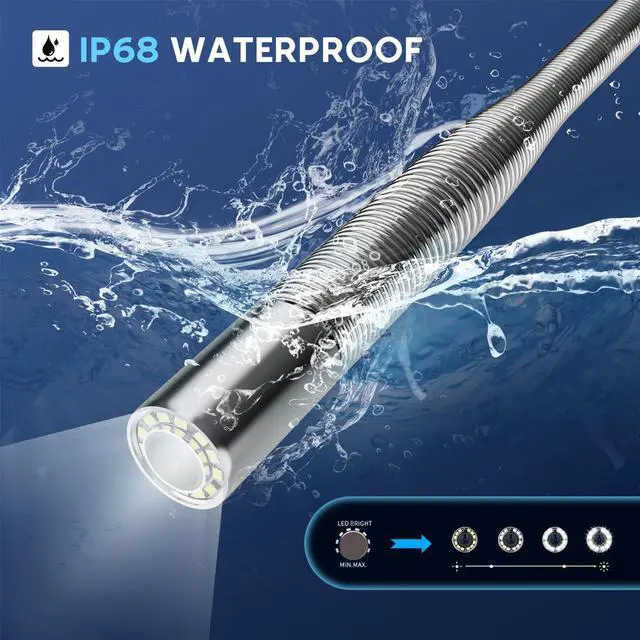 Alt view image 3 of 7 - VisiPower 10" Screen Pipe Sewer Drain Inspection 2MP Camera with Video Recording Meter Counter Keyboard Auto Self Leveling Industrial Endoscope Borescope 7mm,512HZ Locator Optional, Cable 30m/98ft