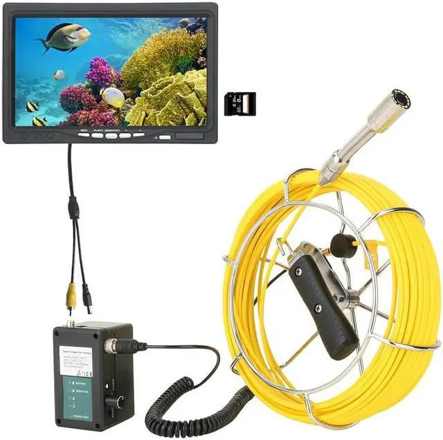 Alt view image 2 of 7 - VisiPower Draining plumbing,Wall,Wire inspection/ Sewer Pipe Inspection Camera/Pipeline Endoscope/7" Monitor/DVR video recording/12PCS LED /8GB SD Card/512hz Transmitter /50m/164ft Cable length
