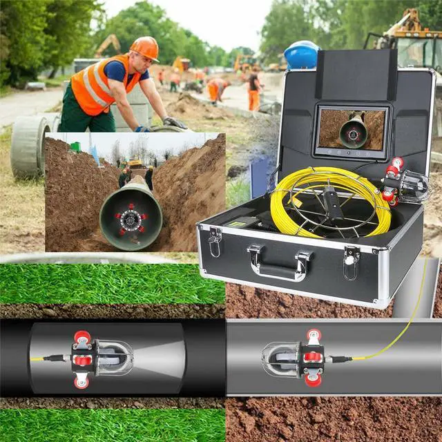 Alt view image 7 of 7 - VisiPower 9 inch  Pipe Inspection Video Camera Drain Sewer Pipeline Industrial Endoscope support WiFi Wireless DVR 360 Degree Rotating Cable Length 30m/98ft