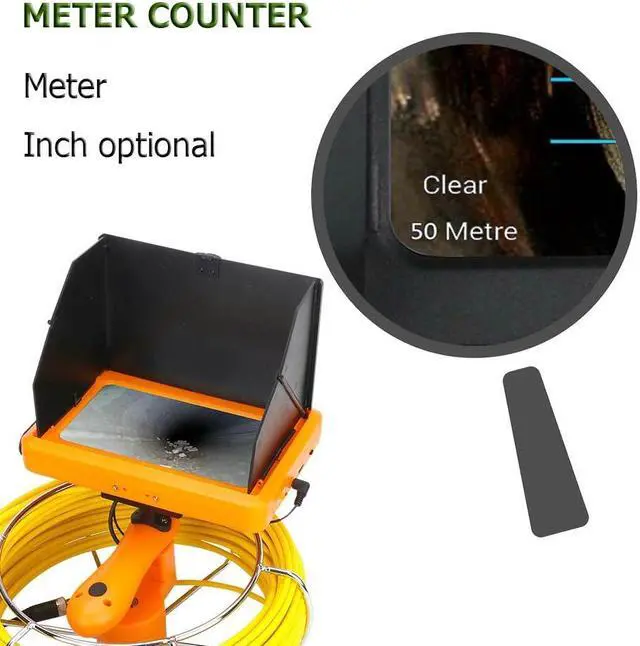 Alt view image 10 of 14 - VisiPower AHD1080P 7" Touch Screen Pipe Sewer Inspection Video1080P HD Camera,6W LED Light/Meter Counter/Video recording / Wifi / Photo Editing/50m/164ft Cable Length