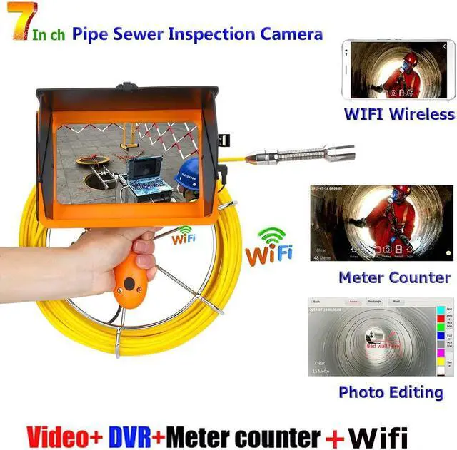 Alt view image 8 of 14 - VisiPower AHD1080P 7" Touch Screen Pipe Sewer Inspection Video1080P HD Camera,6W LED Light/Meter Counter/Video recording / Wifi / Photo Editing/50m/164ft Cable Length