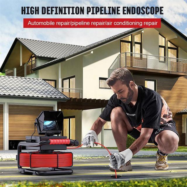 Alt view image 7 of 7 - VisiPower 4.3" Screen Pipe Sewer Drain Pipeline Inspection Camera with 4500mah Battery, Red Cable 8LED light Industrial Endoscope Borescope Camera head Dia 17mm, Cable Length 20m/65ft