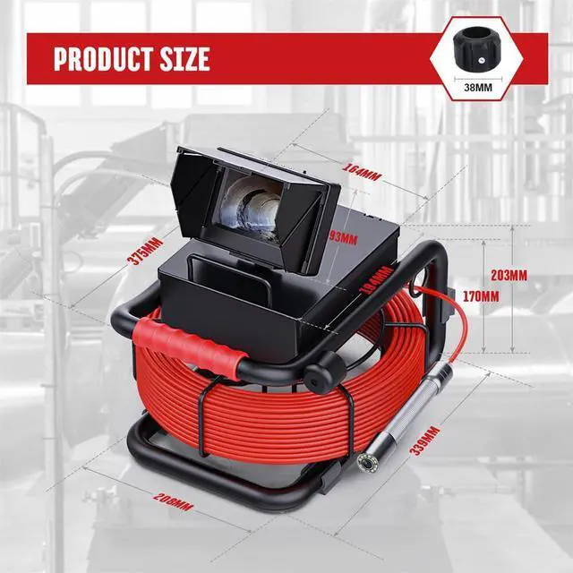 Alt view image 6 of 7 - visiPower Sewer Drain Pipe Vent Inspection Camera with 4.3 Monitor, Camera head Dia 22mm Sewer Pipeline Industrial Endoscope waterproof IP68,  Cable Length 20m/65ft