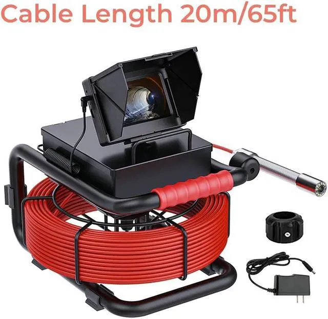 Main image of visiPower Sewer Drain Pipe Vent Inspection Camera with 4.3 Monitor, Camera head Dia 22mm Sewer Pipeline Industrial Endoscope waterproof IP68,  Cable Length 20m/65ft