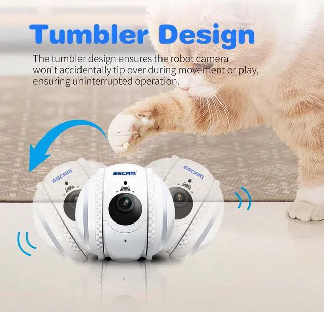 Alt view image 6 of 7 - visiPower 2MP Smart Pet Robot AI Wifi Teasing Cat Movable Camera Night Version 2-Way Audio Tumbler & mobilty Auto Return Self Charging Cat & Dog Recgmesotion Tracking Record Security Camera Cam