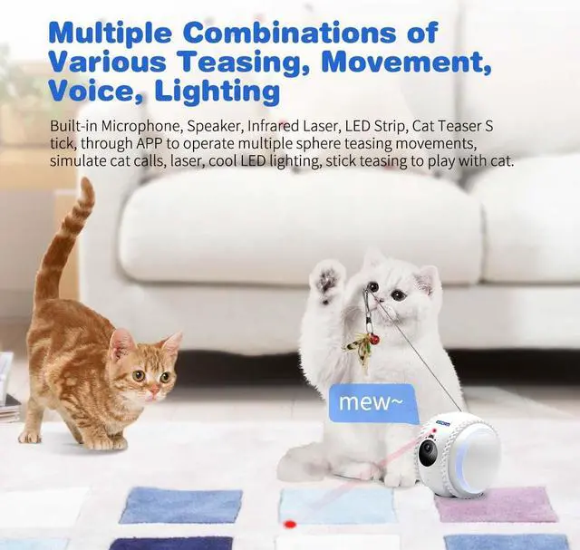 Alt view image 4 of 7 - visiPower 2MP Smart Pet Robot AI Wifi Teasing Cat Movable Camera Night Version 2-Way Audio Tumbler & mobilty Auto Return Self Charging Cat & Dog Recgmesotion Tracking Record Security Camera Cam