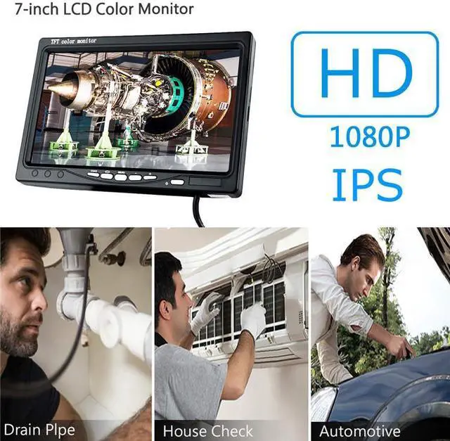 Alt view image 3 of 14 - visiPower Sewer Pipe Drain Pipe Pipeline Inspection Camera Industrial Endoscope System 7" display, Meter Counter, Waterproof 12PCS LED Lights for home Blocked draining plumbing Cable length 20m/65ft