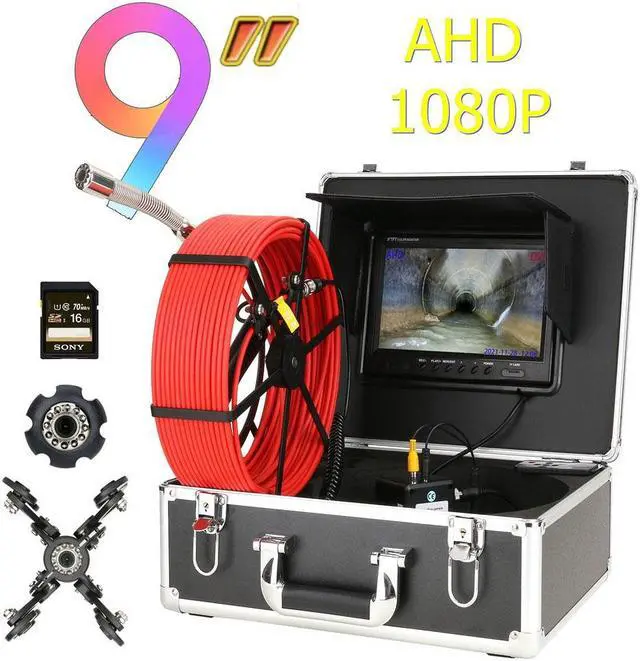 Main image of VisiPower Draining plumbing,Wall,Wire inspection/ Sewer Pipe Camera/Pipeline Industrial Endoscope/9" Monitor/DVR video recording/12PCS LED Lights /16GB SD Card/8 hours continuous use/30m Cable length