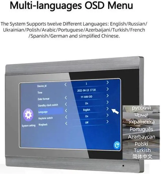 Alt view image 9 of 14 - 7inch Record Wired Wifi 6 Apartment/Family Video Door Phone Intercom System Camera Doorbell